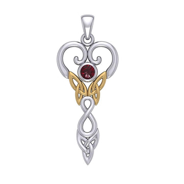Celtic Infinity Goddess with Birthstone Silver and Gold Accents Pendant MPD5960 - Jewelry